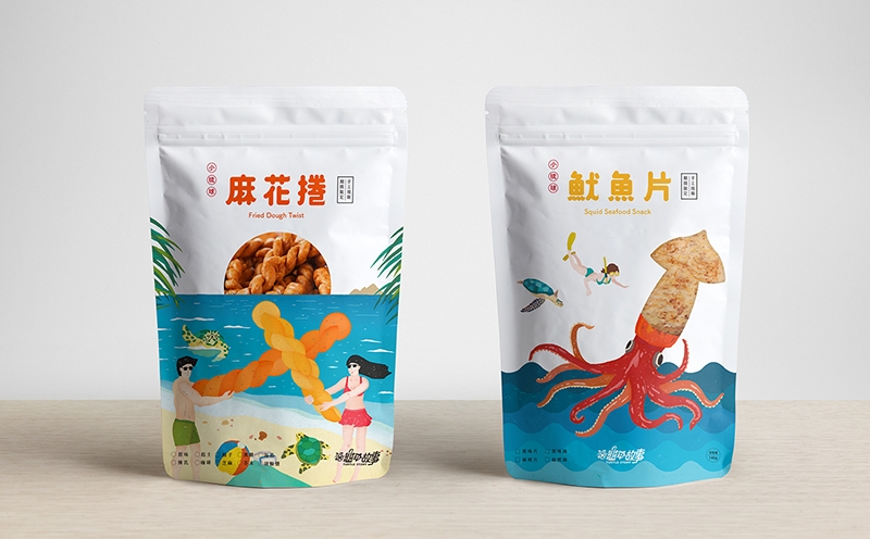 小零食包裝設計,用插畫的形式為兩種產(chǎn)品設計包裝