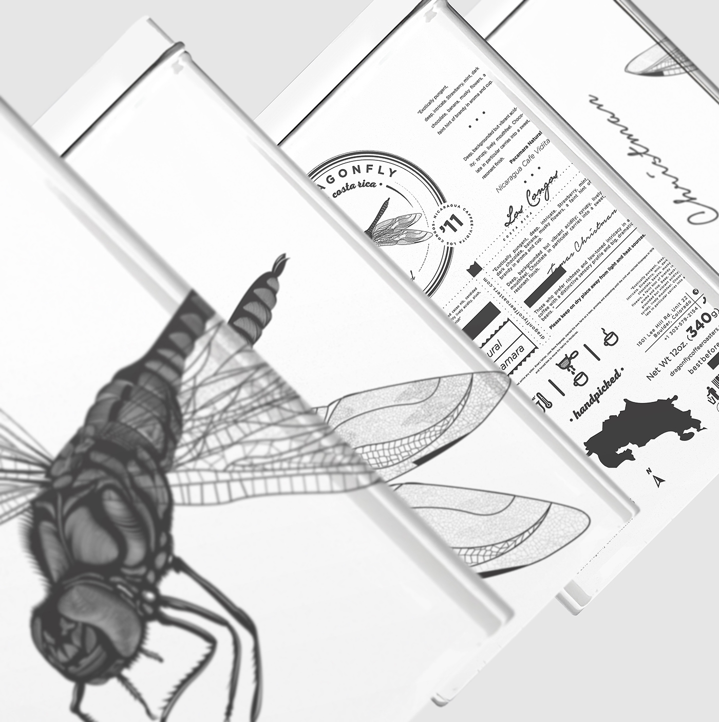 大自然的奇跡，蜻蜓主題的咖啡品牌包裝設計